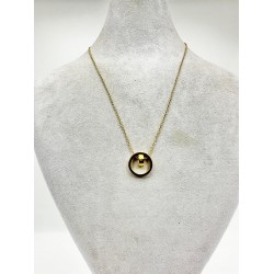 Gold Zincirli Yuvarlak Desenli Kolye